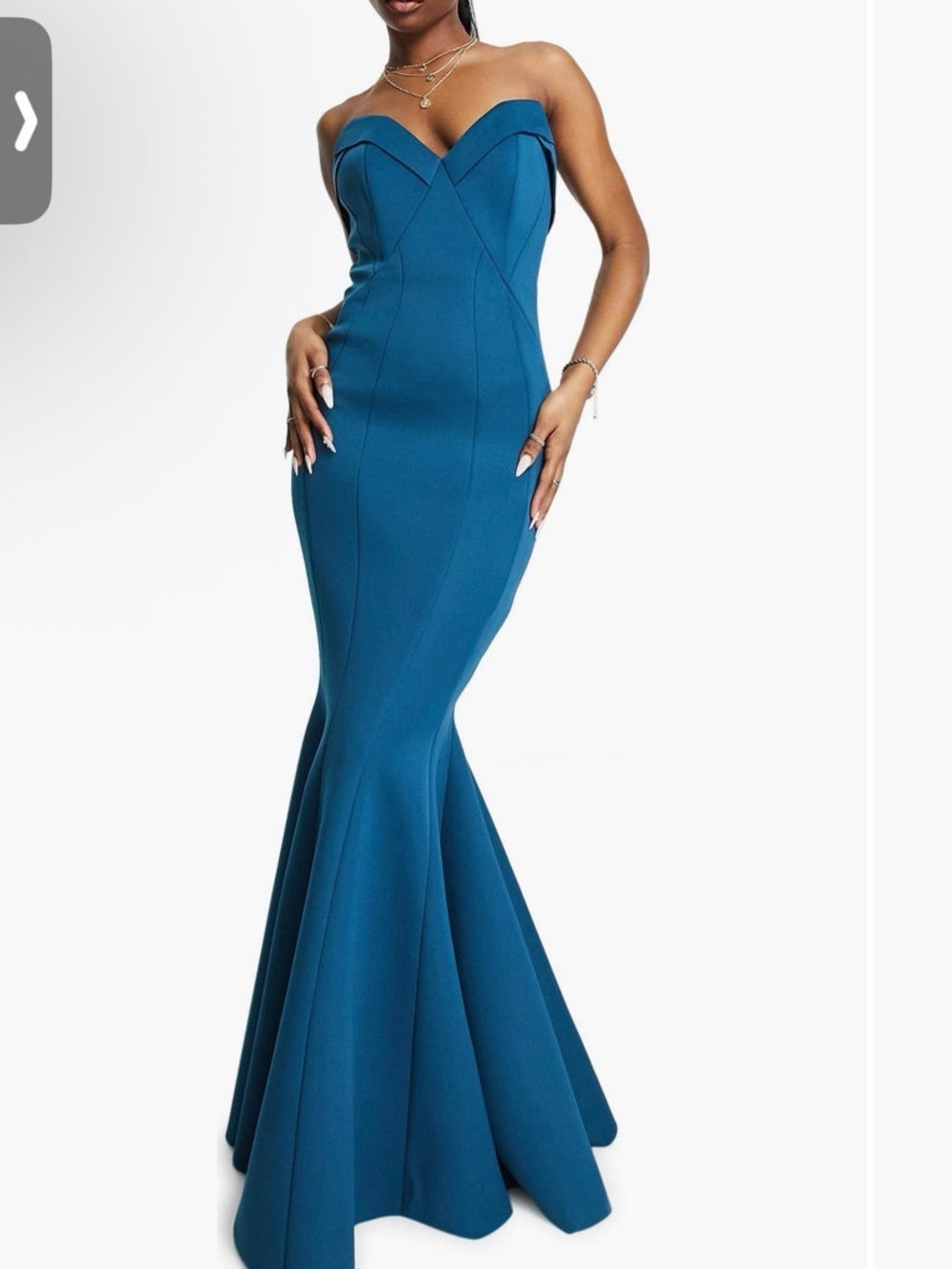 ASOS Teal Strapless Mermaid Gown